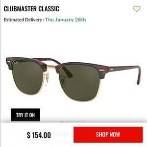 RAY BAN CLUBMASTER CLASSIC SUNNIES